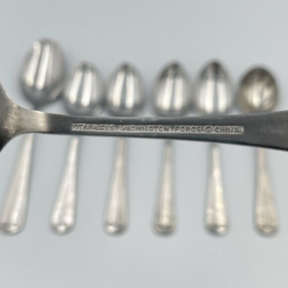 Washington Forge Stainless Spirit of America 7 QTY Spoons Scallop Sugar Teaspoon - Picture 4 of 8